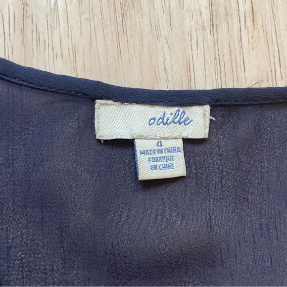 Anthropologie Odille Navy Blue Sheer Swing Top! Great condition! 4 - Picture 7 of 11